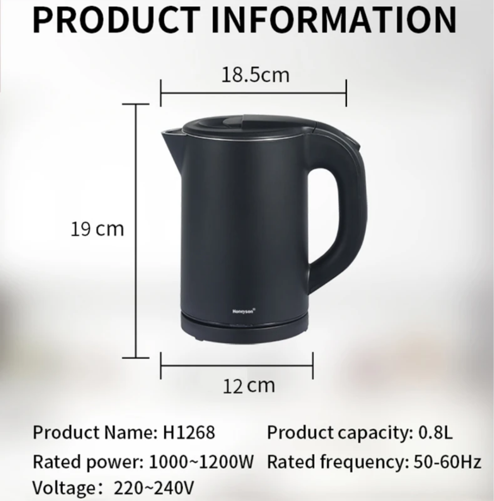 Hotel 0.6L Honeyson Electric kettle & Hospitality Tray Black or Silver Ideal for Hotel/Air B&B/Caravan
