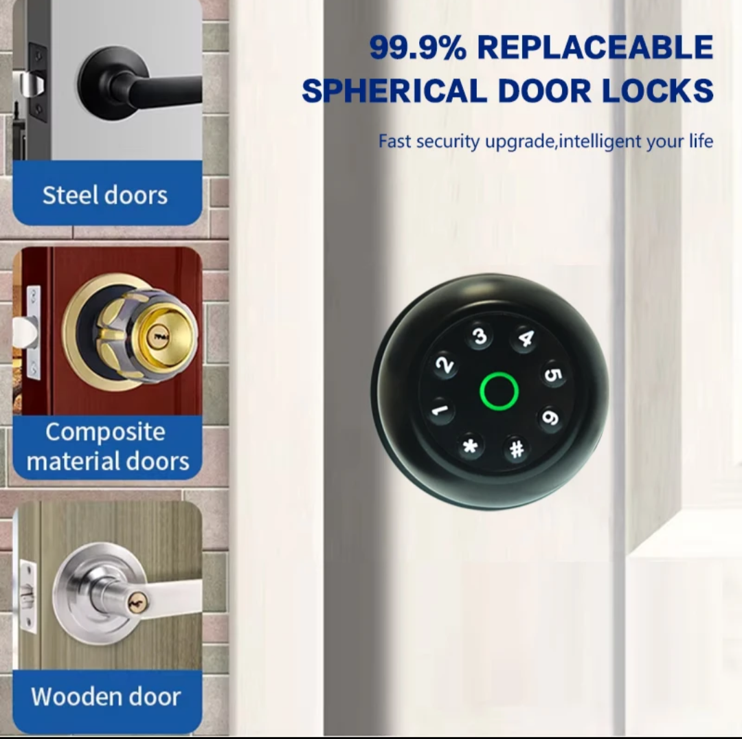 Smart Door Knob Fingerprint Door Lock Biometric Door Lock with Key & App Control