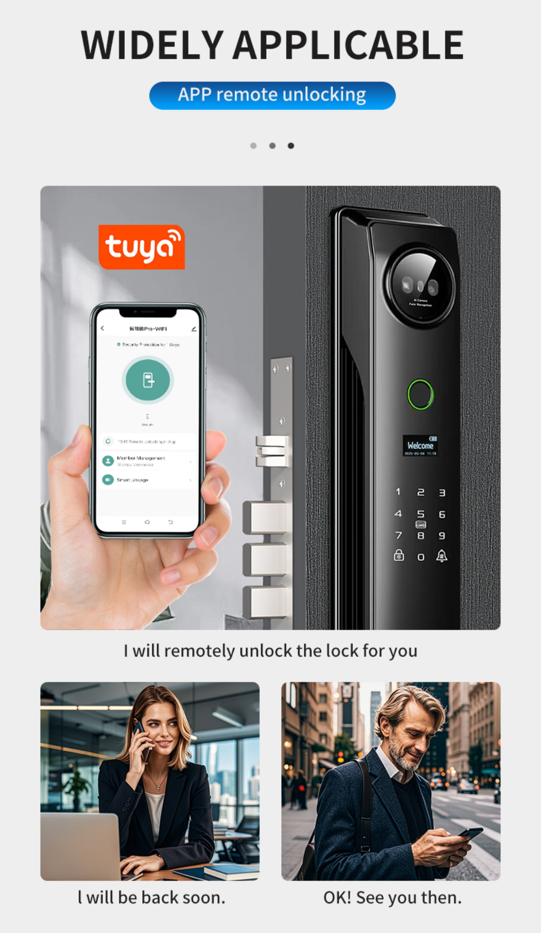 Face Recognition Smart Camera Fingerprint Lock Tuya App Password Key and key card