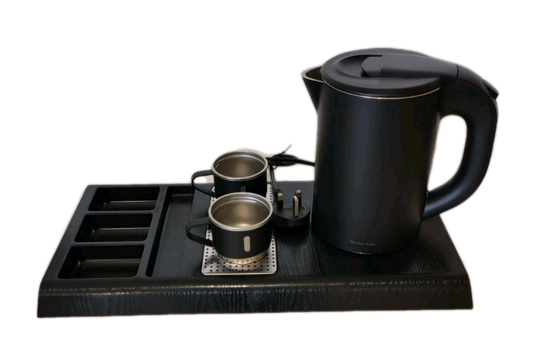 Hotel 0.6L Honeyson Electric kettle & Hospitality Tray Black or Silver Ideal for Hotel/Air B&B/Caravan