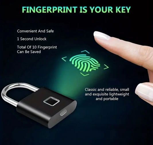 Fingerprint Padlocks Smart Keyless Biometric Thumbprint WaterProof Black or Silver