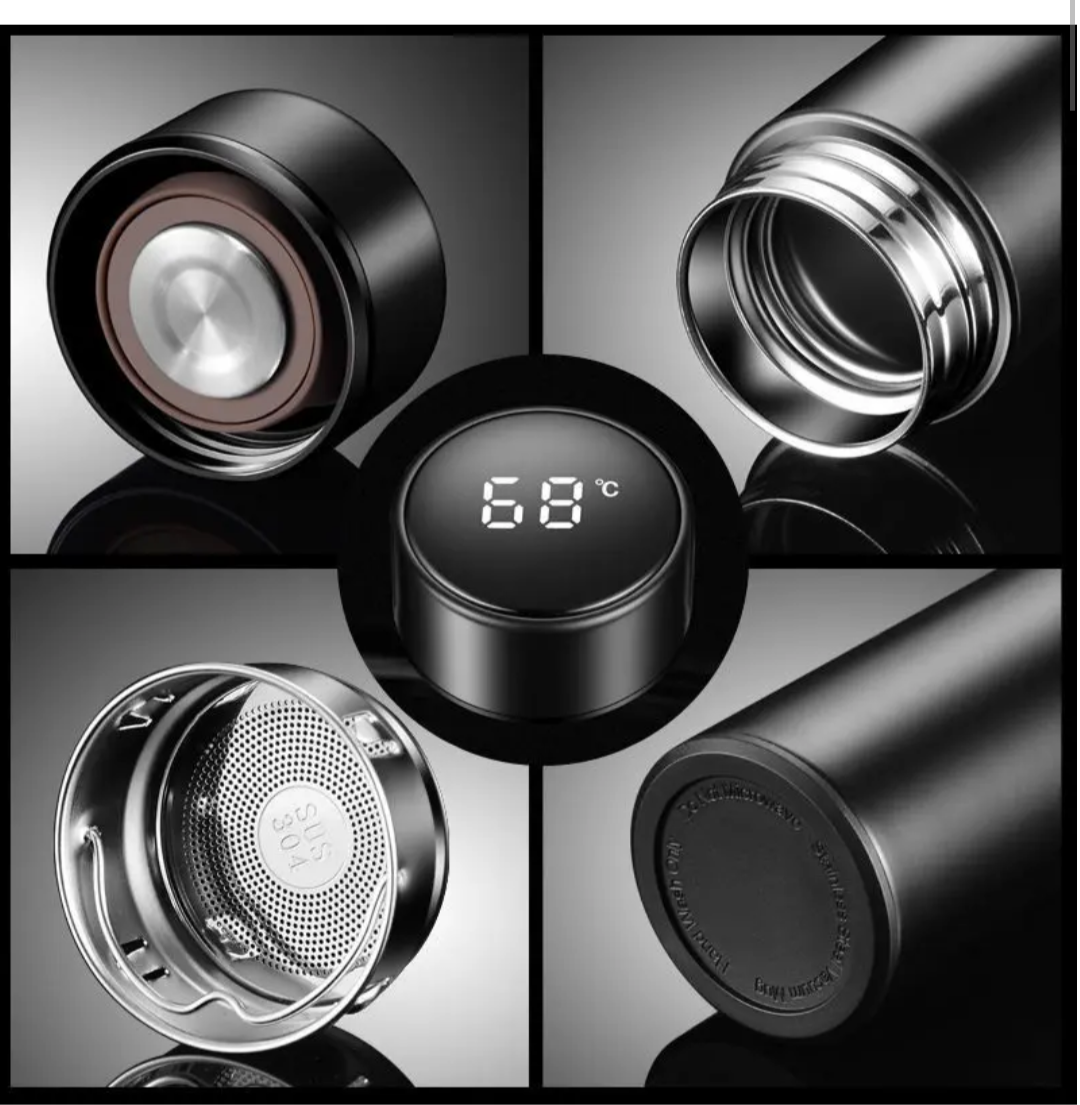 Smart Thermos Bottle with LED Temperature Display, BPA-Free, Insulated Hot/Cold
