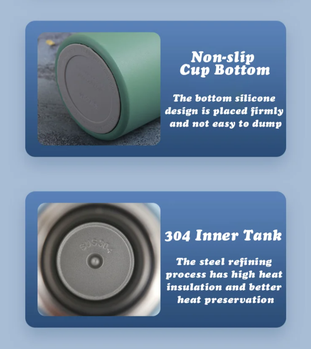 Stainless Steel Thermos Flask Gift Set Hot/Cold Travel Bottle with 2 Cups 0.5L