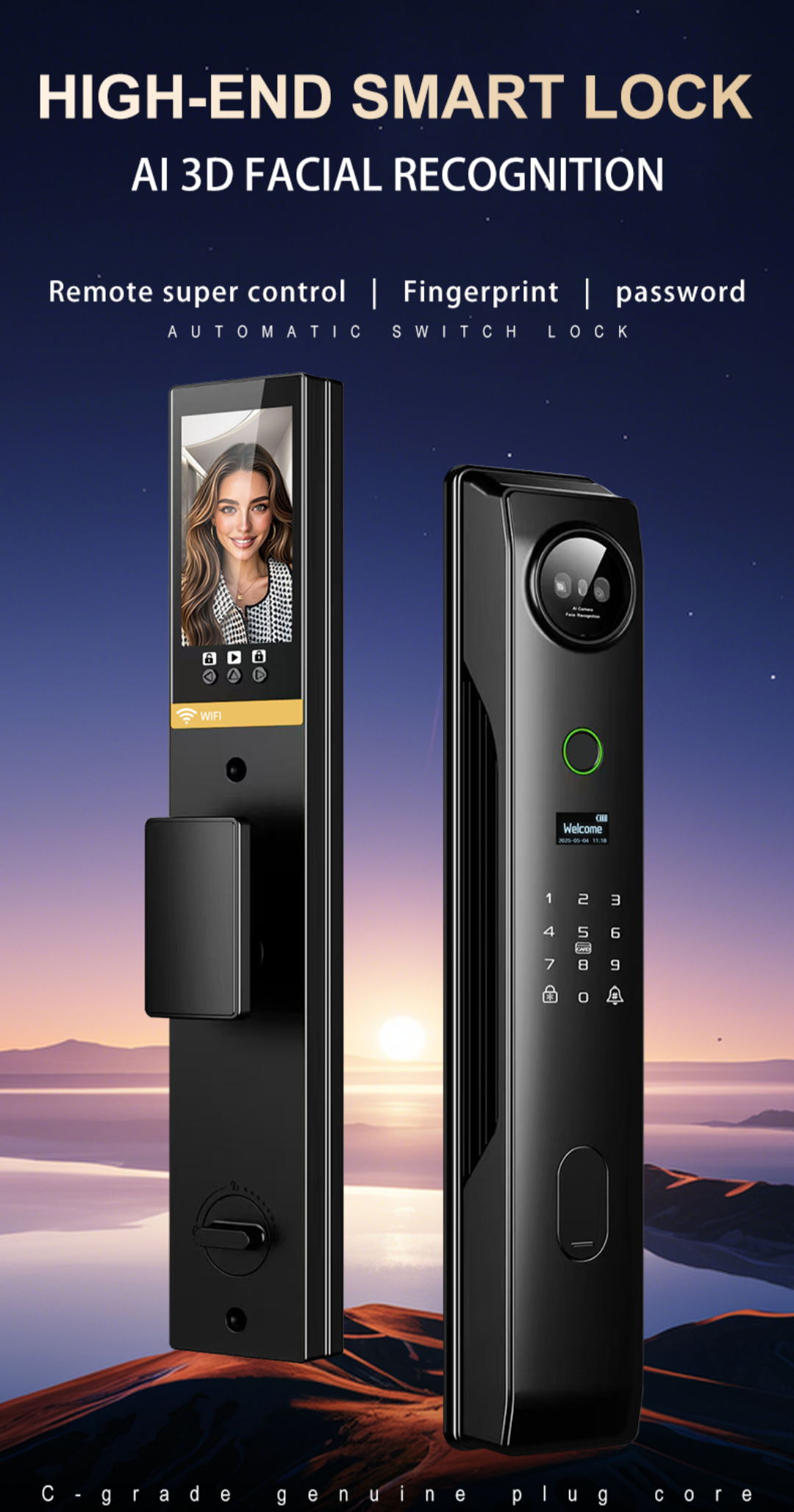 Face Recognition Smart Camera Fingerprint Lock Tuya App Password Key and key card