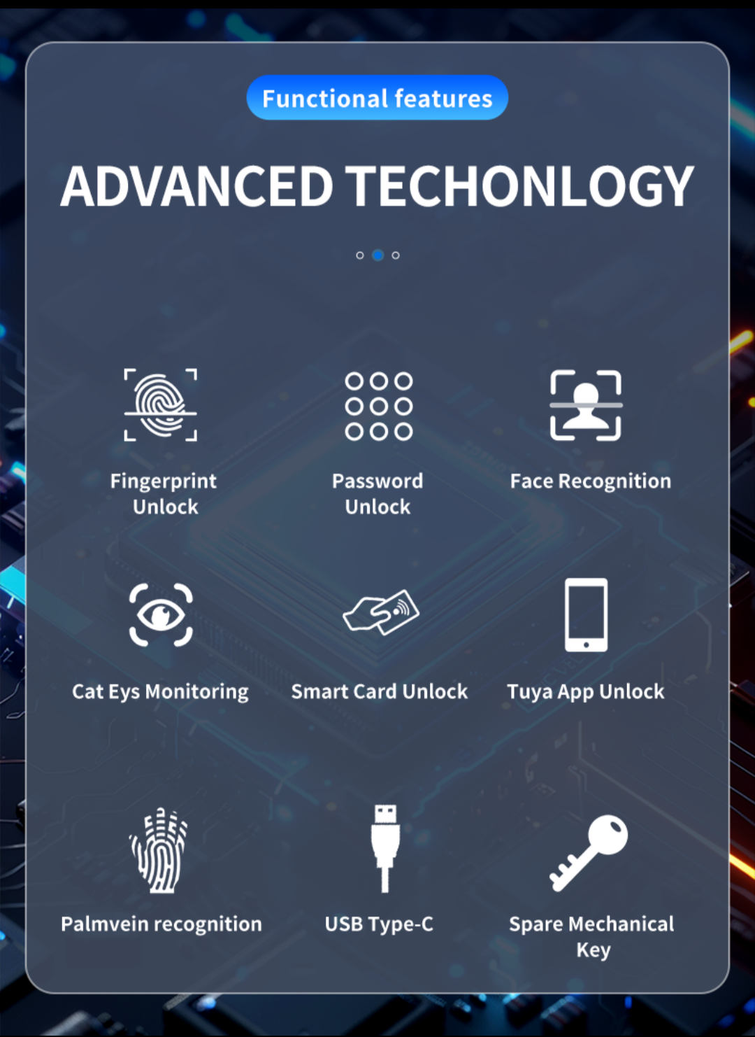 Face Recognition Smart Camera Fingerprint Lock Tuya App Password Key and key card