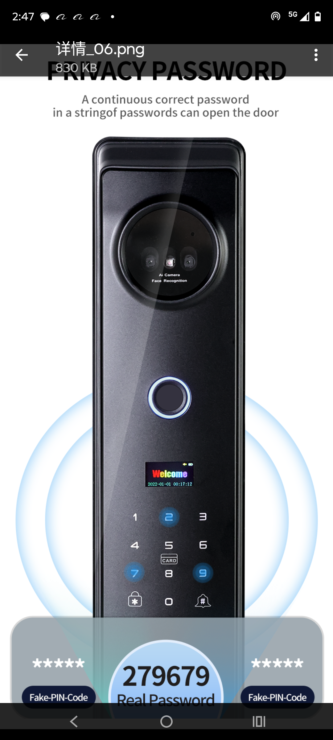 Face Recognition Smart Camera Fingerprint Lock Tuya App Password Key and key card