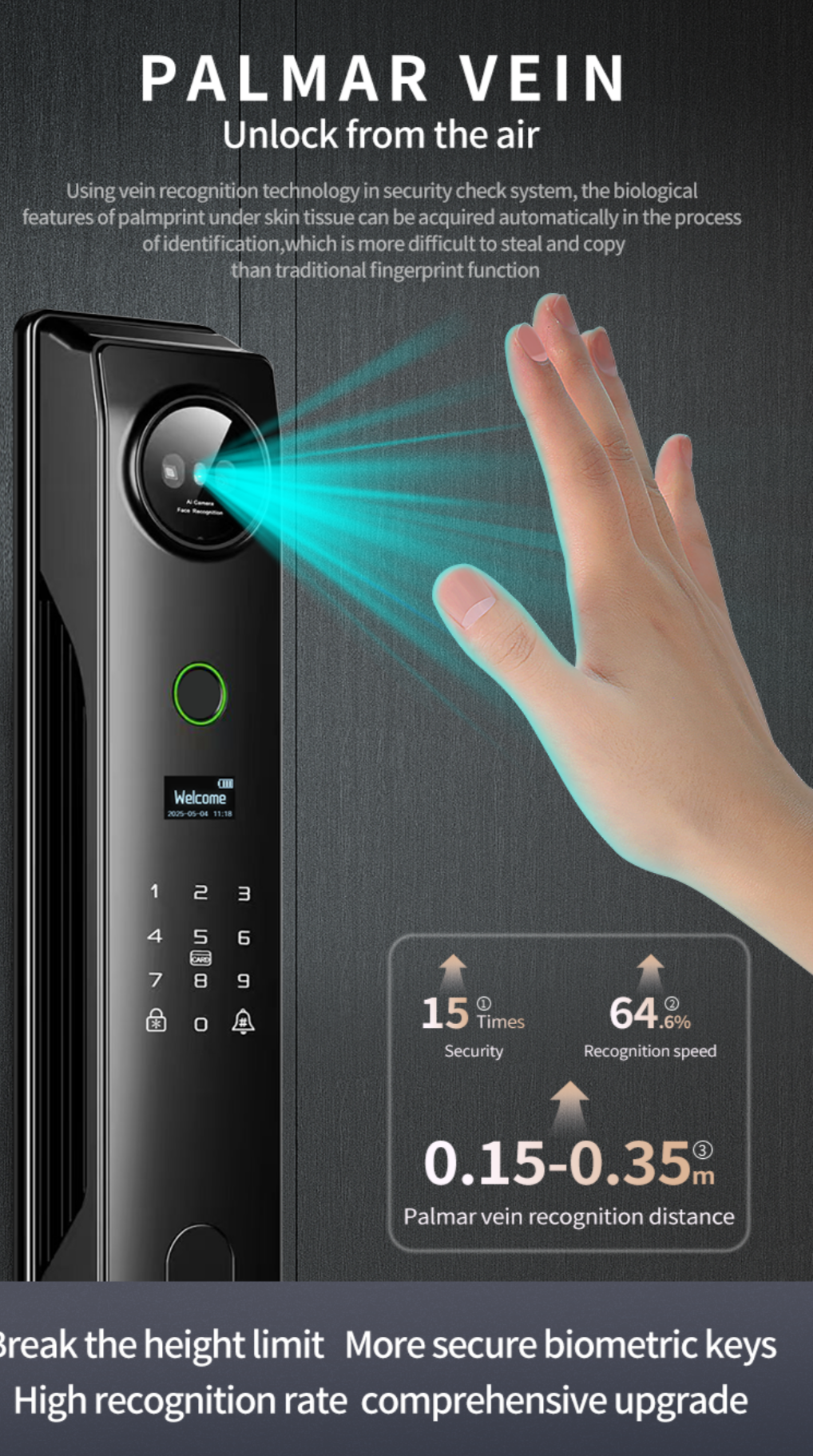 Face Recognition Smart Camera Fingerprint Lock Tuya App Password Key and key card
