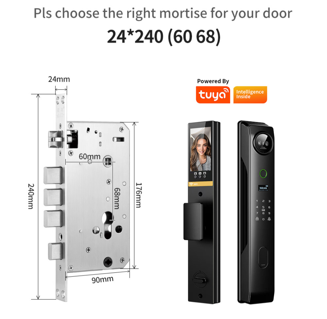 Face Recognition Smart Camera Fingerprint Lock Tuya App Password Key and key card
