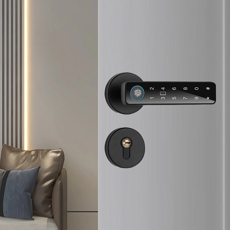 Smart Door lock 5 in 1 Fingerprint Key Password Key Card TUYA App Black
