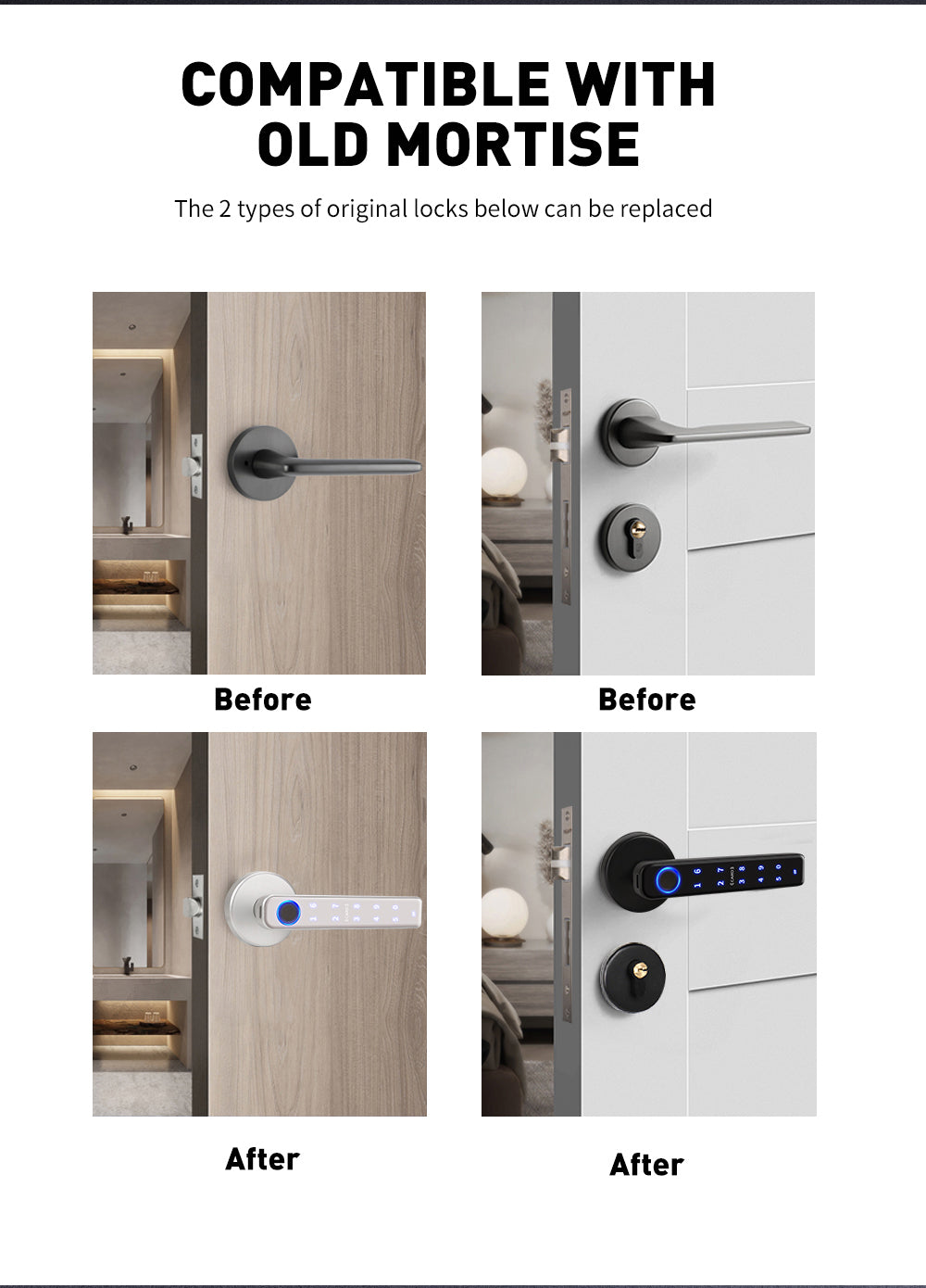 Smart Door lock 5 in 1 Fingerprint Key Password Key Card TUYA App