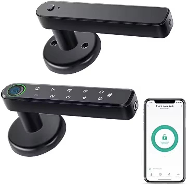 Smart Door lock 5 in 1 Fingerprint Key Password Key Card TUYA App Black