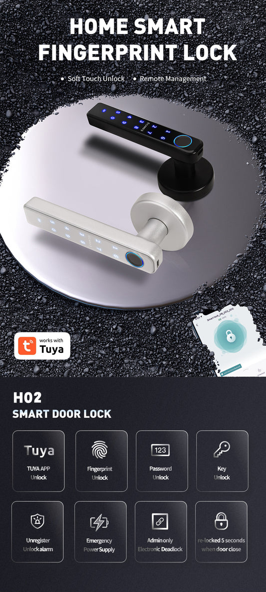 Smart Door lock 5 in 1 Fingerprint Key Password Key Card TUYA App