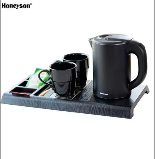 Hotel 0.6L Honeyson Electric kettle & Hospitality Tray Black or Silver Ideal for Hotel/Air B&B/Caravan